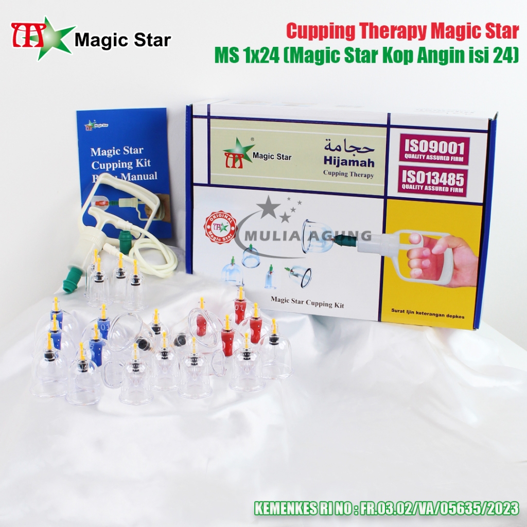 Kop Angin Isi 24 Kop Original Murah Tebal Lengkap / Alat Bekam isi 24 pcs Magic Star Cupping Therapy