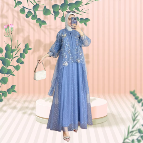 Gamis Wanita Dewasa 2025 Terbaru Mutia Dress Inner + Outher terpisah Gamis Elegan Jersey Brukat Tile