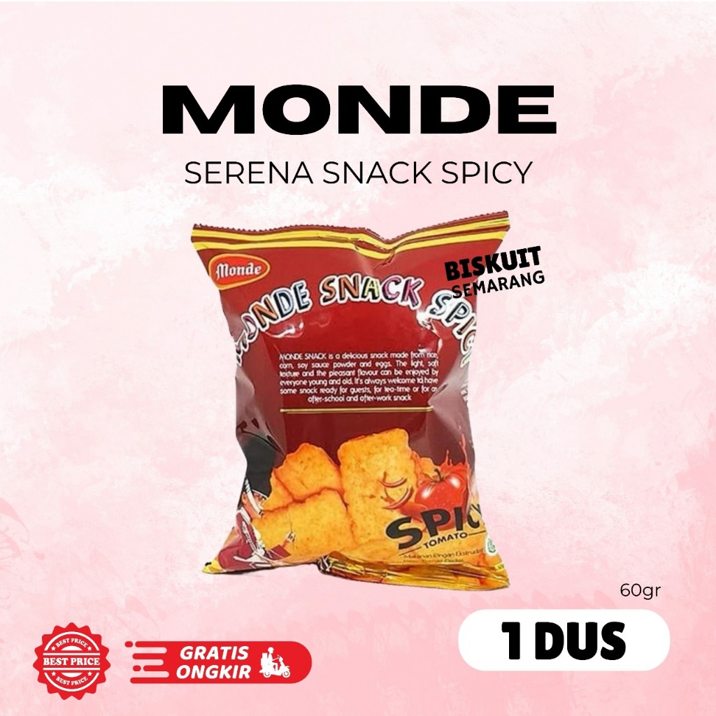 

1 Dus Nissin Monde Snack Spicy 60gr isi 30pcs Monde Serena Pedas 60gr