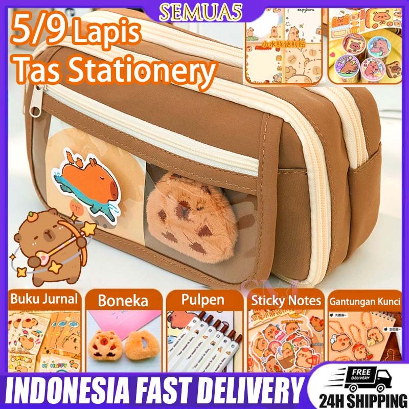 

⭐COD/ORI⭐Capybara Tempat alat tulis kotak pensil aesthetic Tas TK/SD PenaTempat Pencil Tas Pensil kapasitas besar | Kotak Pensil Sekolah/Kantor Lucu Multifungsi