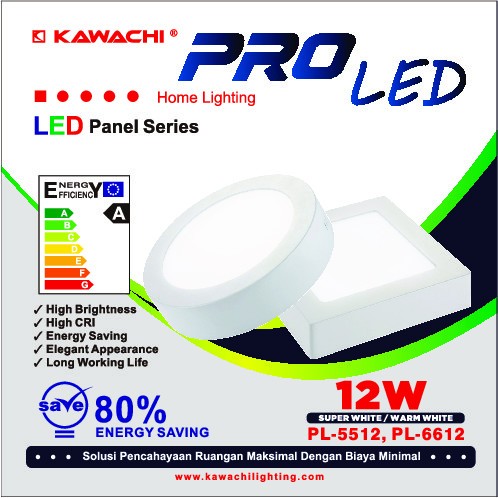 Lampu Plafon LED Panel Hemat Energi Kawachi PRO LED Ceiling/Downlight/Ceiling OB 12W  Round PL-5512