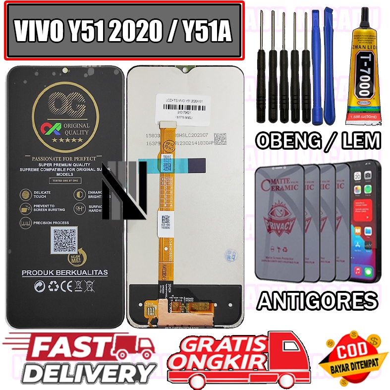 LCD TOUCHSCREEN VIVO Y51 2020/Y51A LAYARSENTUH VIVO Y SERIES ORIGINAL ORI OEM ALL MEREK FULLSET