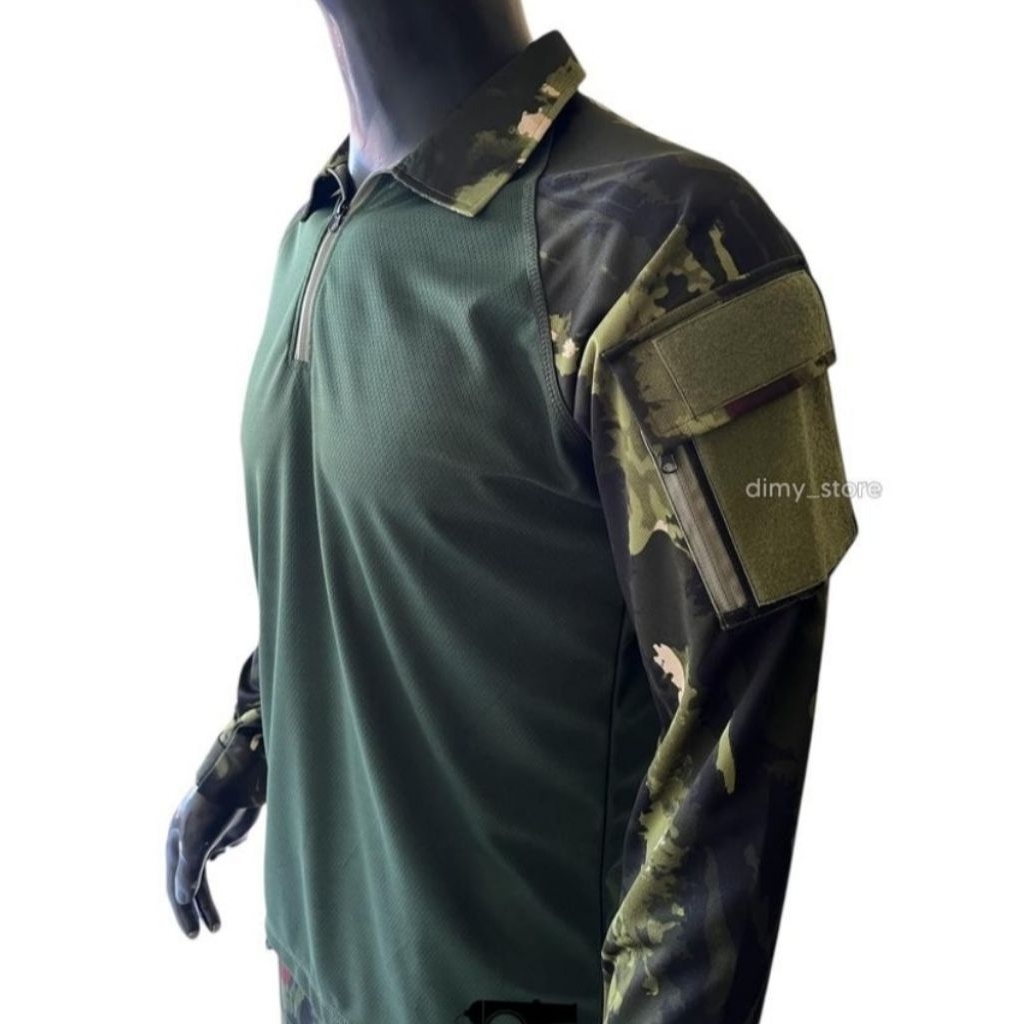 Pakaian Baju BDU Loreng HABEMA Bahan Dryfit Kombinasi Hijau Army