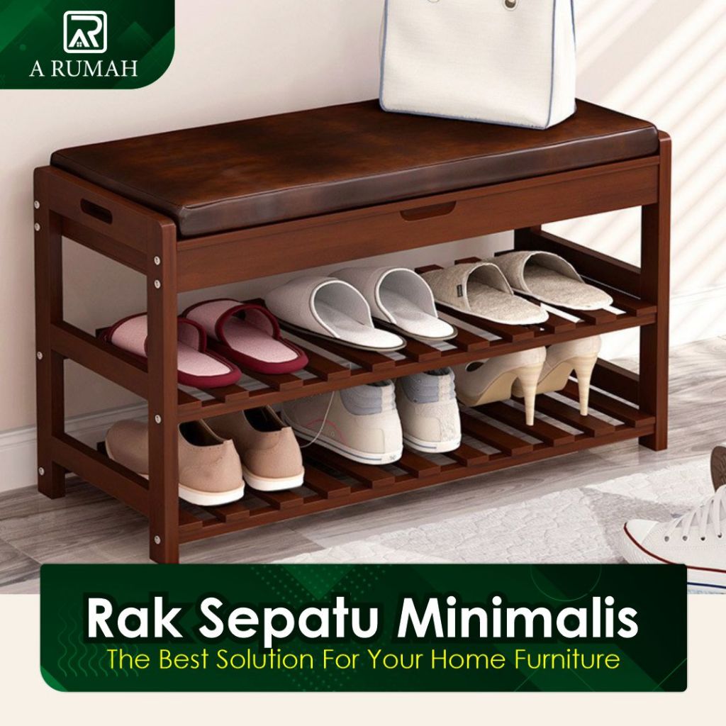 Rak Sepatu Minimalis Modern Kayu Mahoni  Solid