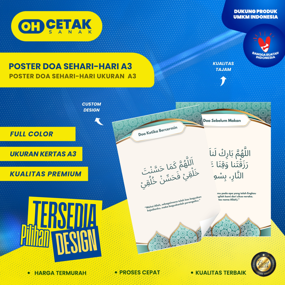 Poster Anak Muslim Edukasi Islami – Doa Sehari-Hari Full Color