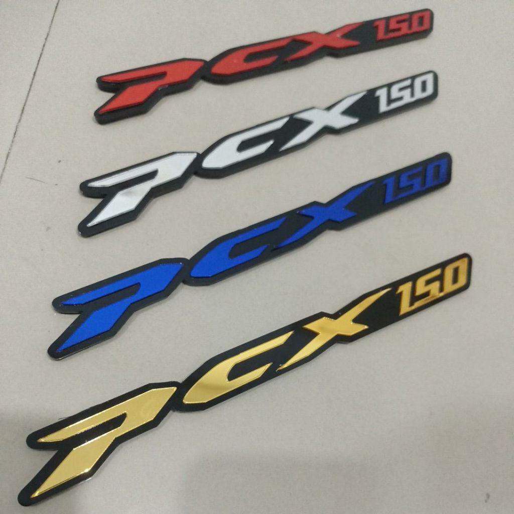 emblem akrilik variasi motor PCX 150#160 - merah biru gold silver