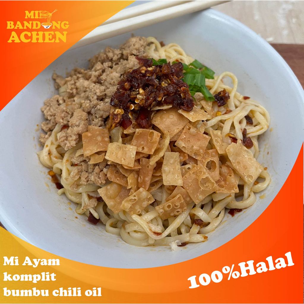 

Mie kecil CHILI OIL homemade FULL BUMBU DAN DAGING MIE BANDUNG ACHEN mie frozen yamin yamien 100%halal