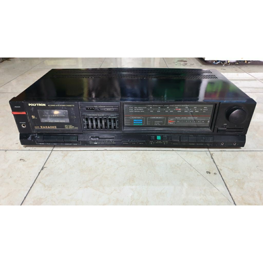 tape deck radio kaset pita polytron bb455k amplifier karaoke second bekas normal siap pakai