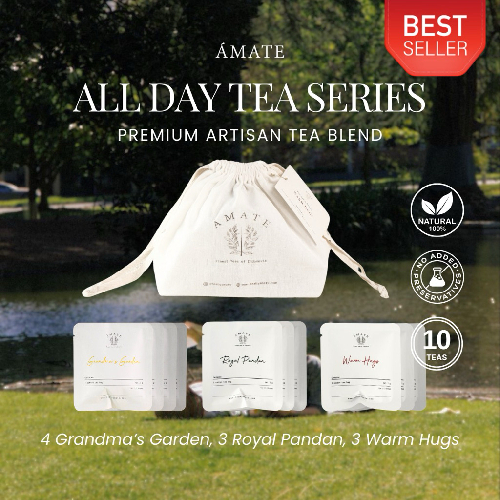 

AMATE — All Day Tea Series (isi 10) Premium Artisan Cotton Tea Bag - Green Tea, Black Tea, Ginger Tea