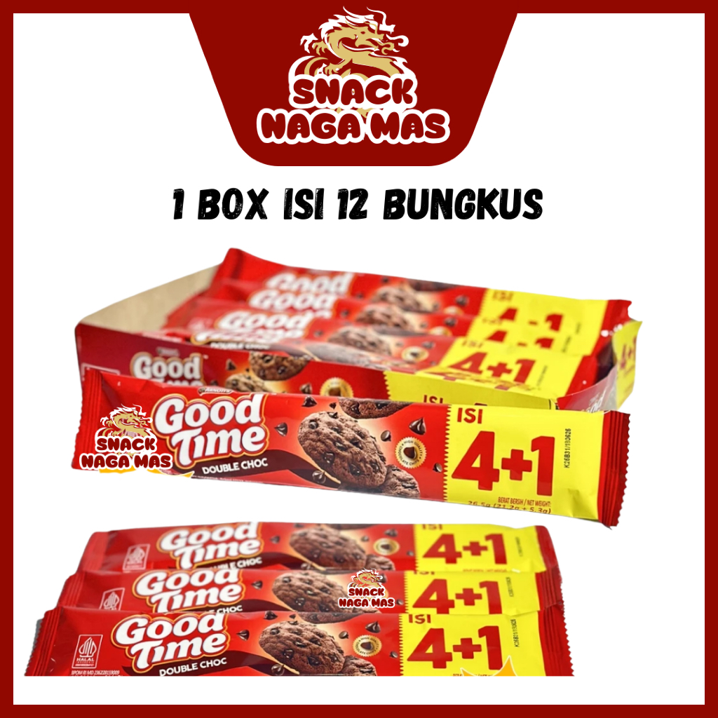 

GOOD TIME COOKIES DOUBLE CHOCO COOKIES RASA COKELAT 26Gr [1 BOX ISI 12 BUNGKUS]