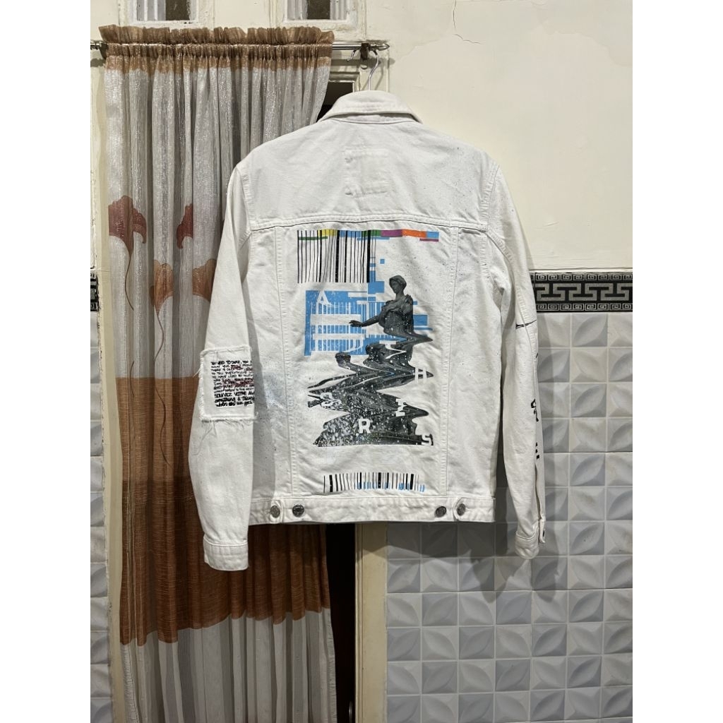 Zara Denim Jacket Ripped Printing Patch | Zara Man | Trucker Zara Graffiti