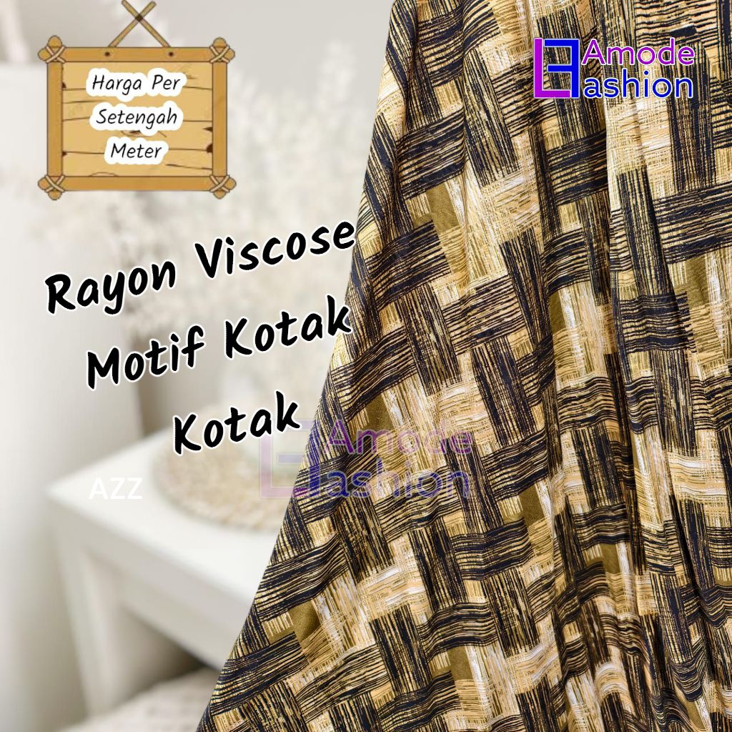 Kain Katun Rayon Viscose Premium Motif Kotak Kotak