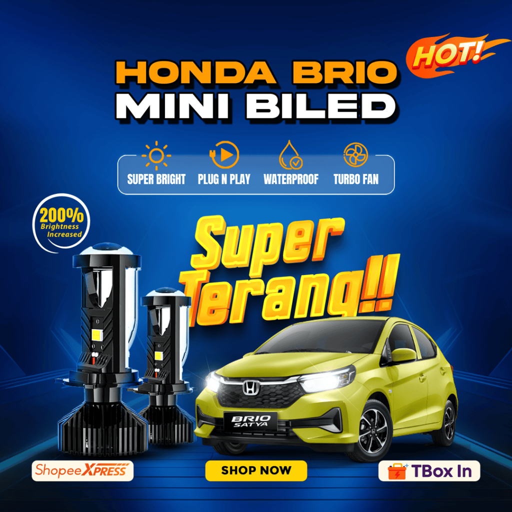 H4 Mini Biled Projie Projector Lampu LED Mobil Super Terang Putih T9 PNP Honda Brio
