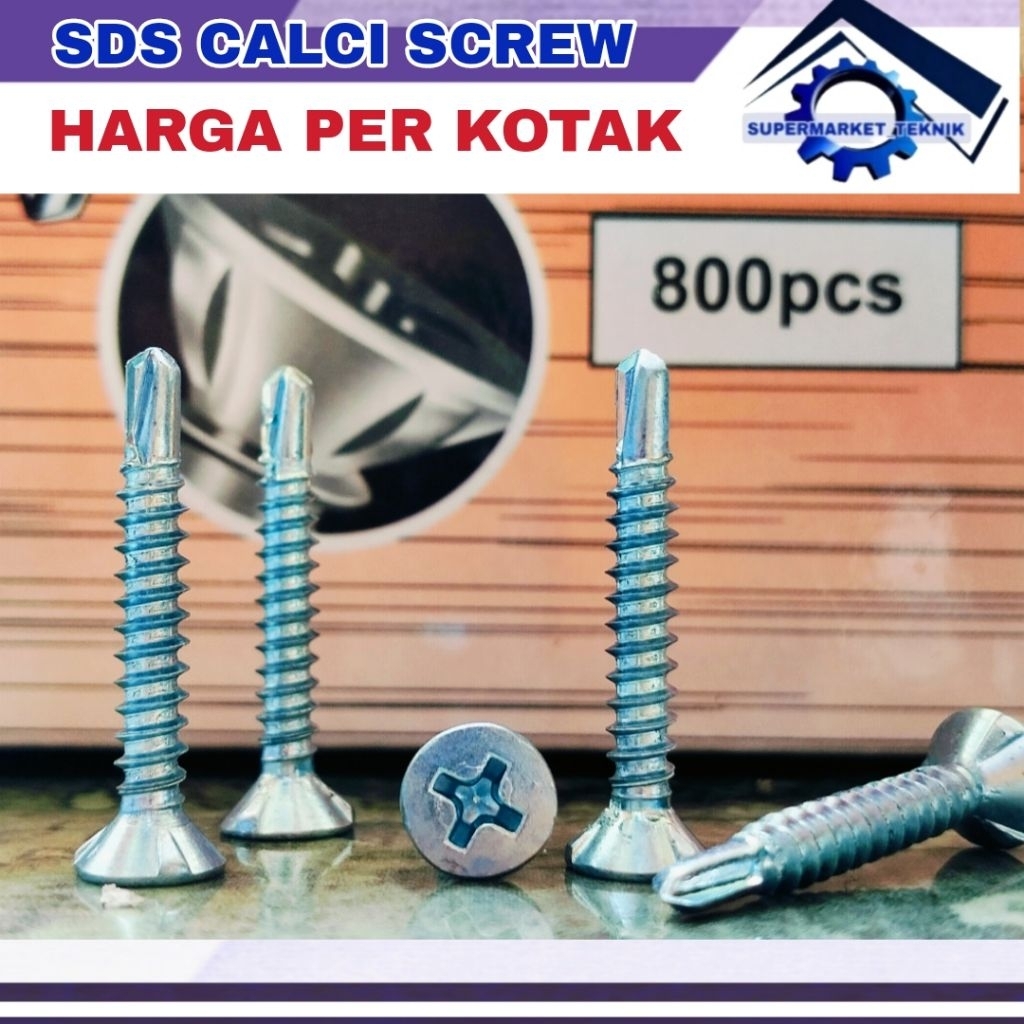 [1KOTAK 800Pcs] Sekrup Skrup Sds Calci Screw (6x25) (6x30) Inch Skrup Sds Calci Kalsiboard Atap