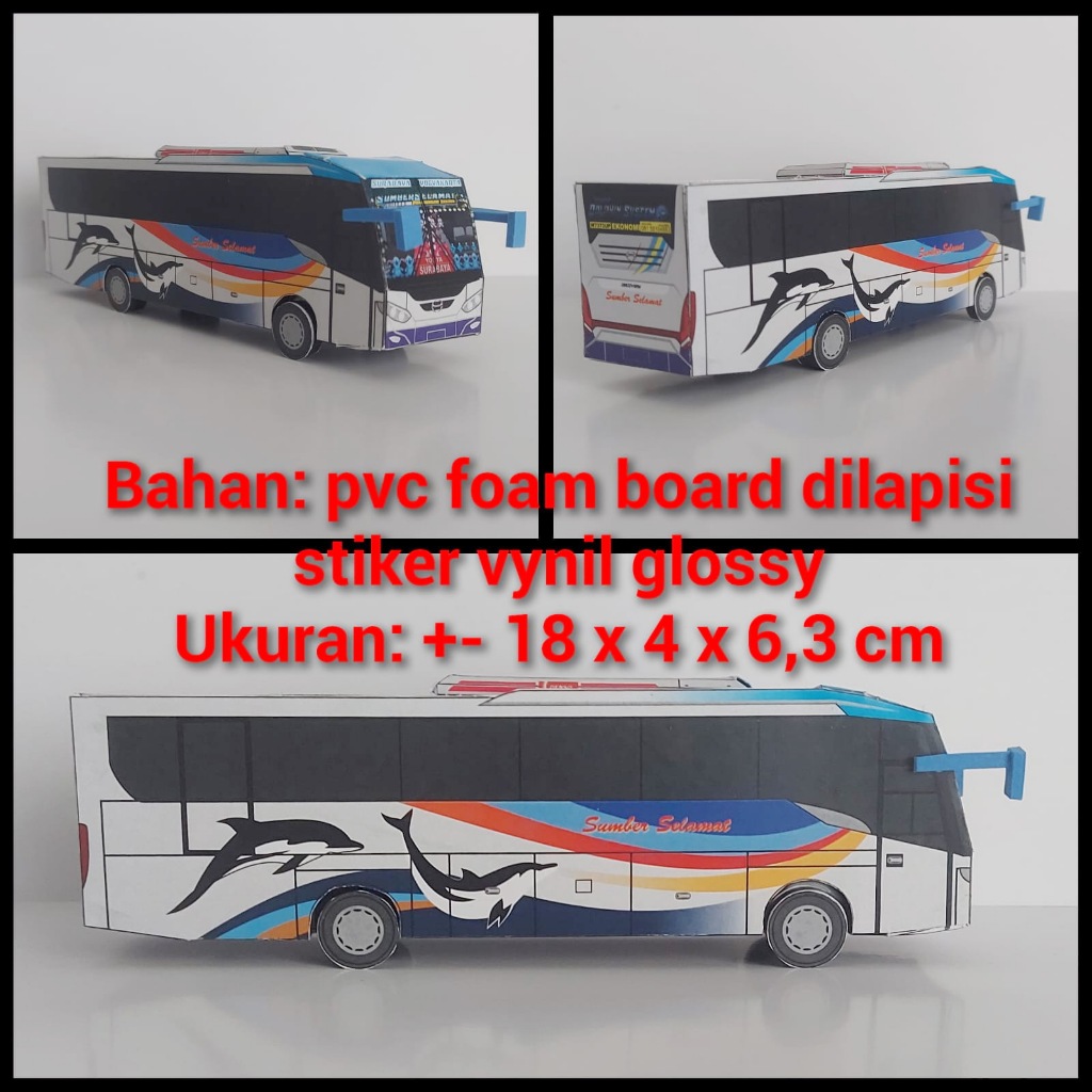 Miniatur Bus Sumber Selamat Legacy Livery Lumba-Lumba - Papercraft Kurniatravel