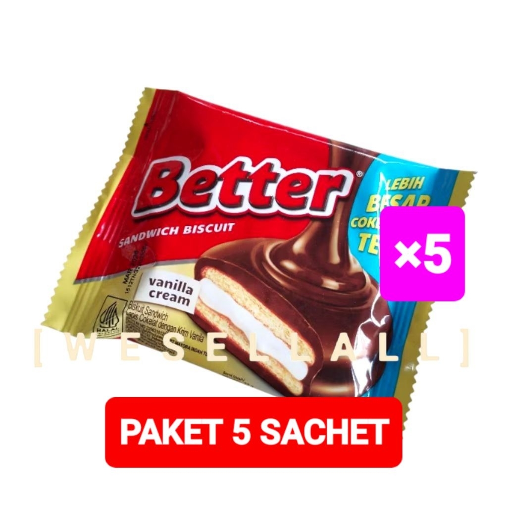 

Better Sandwich Biscuit PER PAKET Isi 5 Sachet @ 27 gr | 0041SPA
