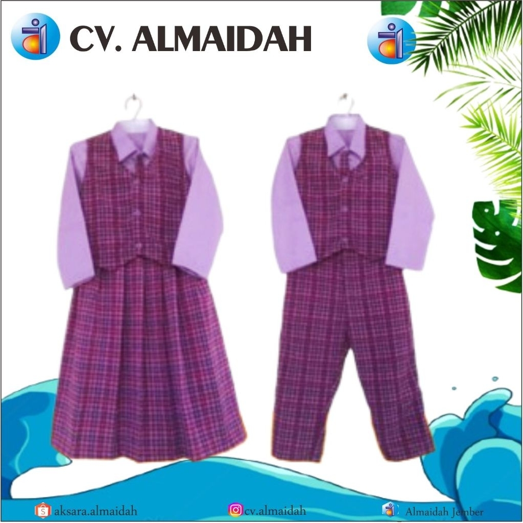 SERAGAM SEKOLAH MUSLIM KOTAK ANAK PAUD ATAU TK (FREE LOGO)