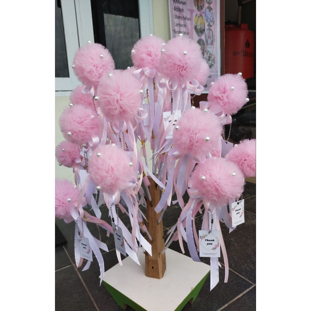 (15pcs) bunga pompom / bunga telur / pokok telok / pompom kain tile / nikah yuk pontianak