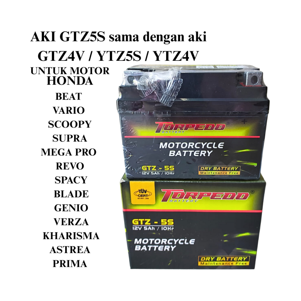AKI MOTOR GTZ5S SUBZERO/TORPEDO KHARISMA/BEAT/VARIO 110/MIO/SPIN/MEGA PRO/JUPITER MX/SCOOPY/AEROX/FI