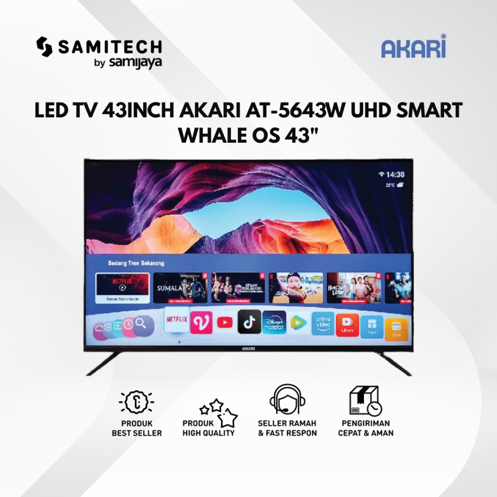 LED TV AKARI 55" AT-5655W UHD SMART WHALE OS 55INCH BERGARANSI RESMI
