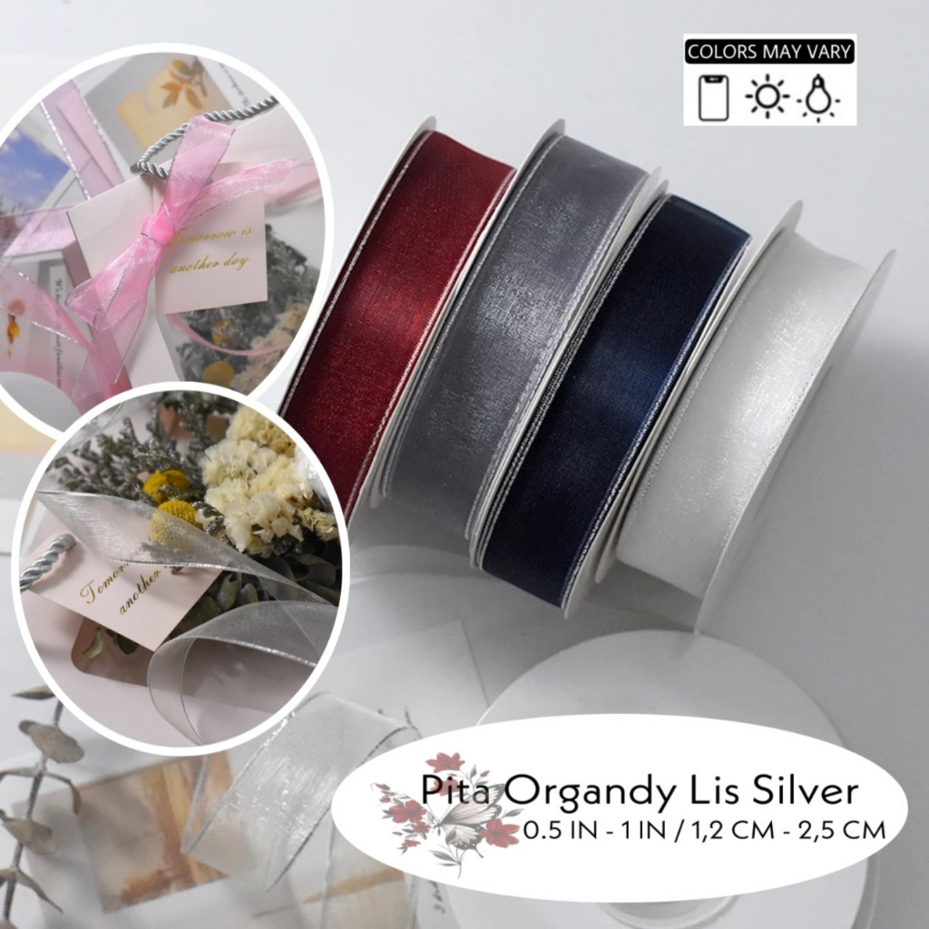 

( 3 Meter ) PITA ORGANDY LIST SILVER 1/2 INCH 0.5 INCH PITA ORGANDI / ORGANZA HIASAN HAMPER