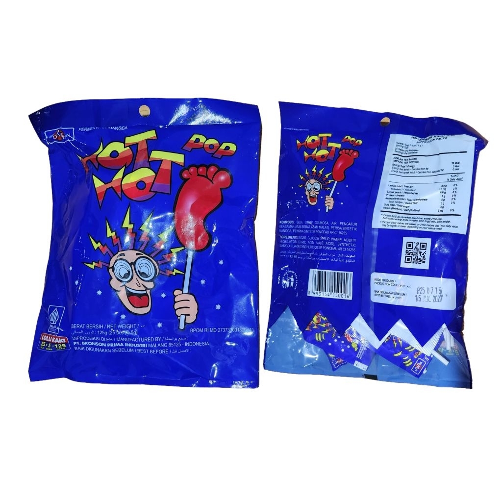 

PERMEN BRONSON HOT HOT KAKI 1 PAK ISI 25 PCS LOLLI KAKI
