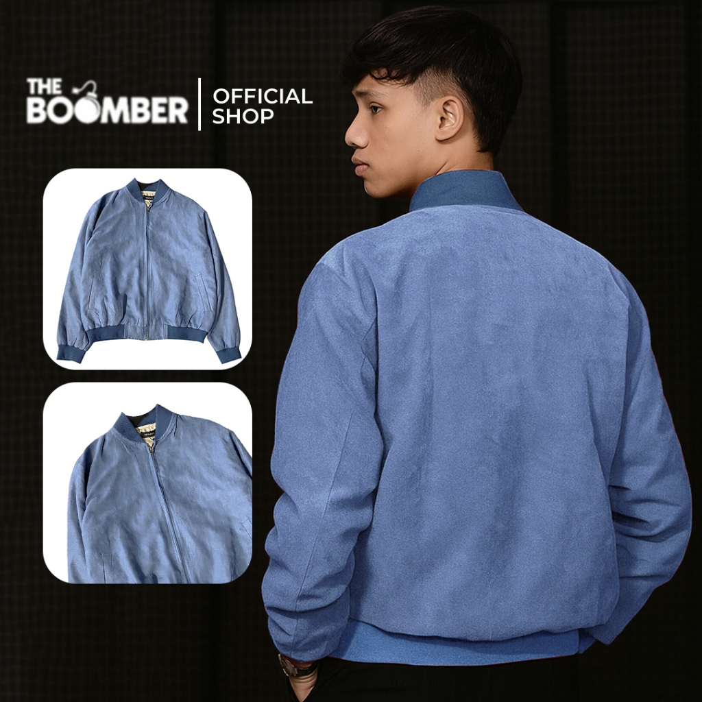 Jaket Bomber Pria ALFRE JACKET Denim | Outer Pria Elegan Bahan Leather Suede