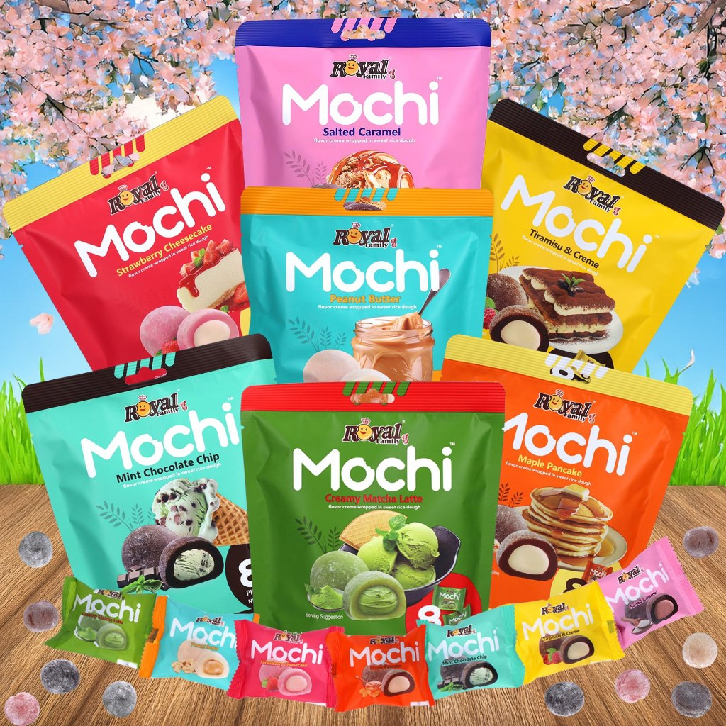 

ROYAL FAMILY MOCHI NEW GLUTEN FREE HALAL 180GRAM PACK ISI 12PCS CEMILAN