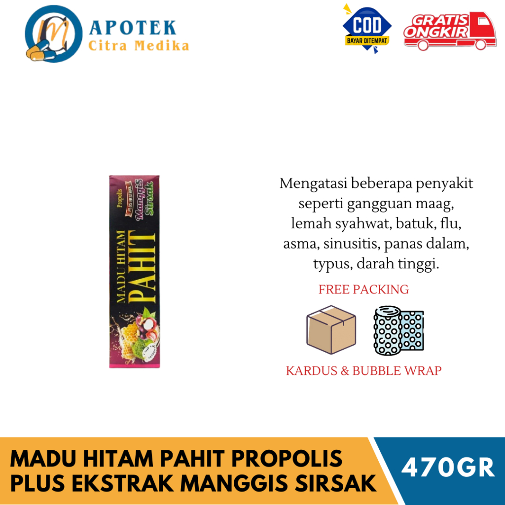 MADU HITAM PAHIT PROPOLIS PLUS EKSTRAK MANGGIS SIRSAK (470GR) - MENINGKATKAN STAMINA & VITAL PRIA