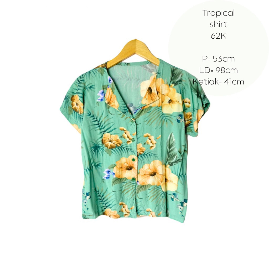 kemeja wanita baju santai pantai hawai motif bunga