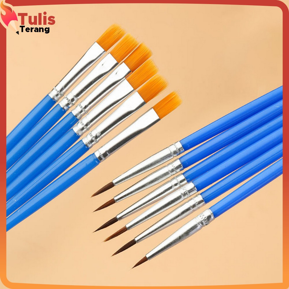 

EC Paint Brush Nilon Ujung Pointed dan Flat / Kuas Lukis Lancip Datar Art / Brush Cat Minyak Akrilik Tulis Terang A98