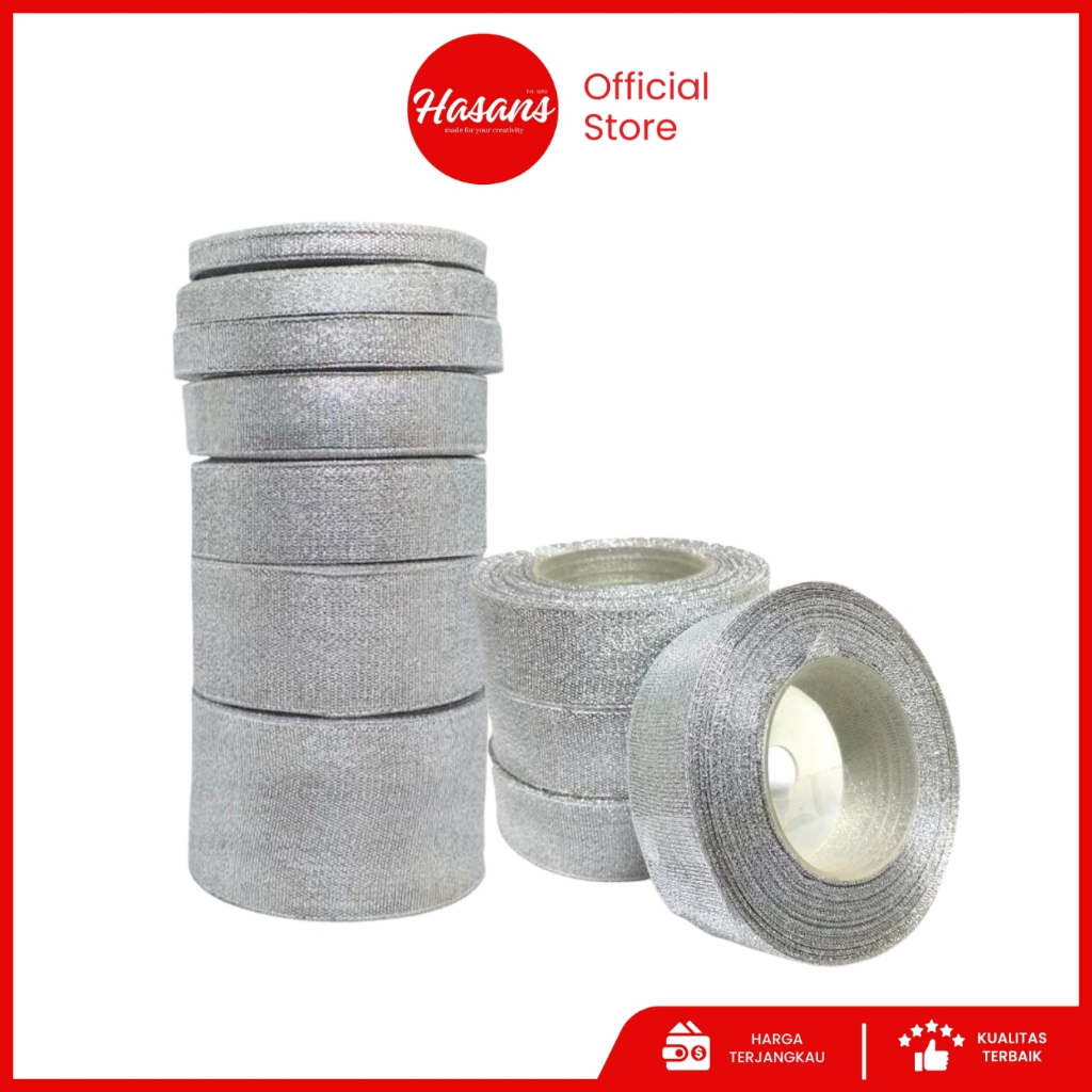 

[1 Slop] Pita Perak / Silver Ribbon / Pita Metalik Perak / Pita Glitter Perak / Pita Kado Perak / Pita Perak