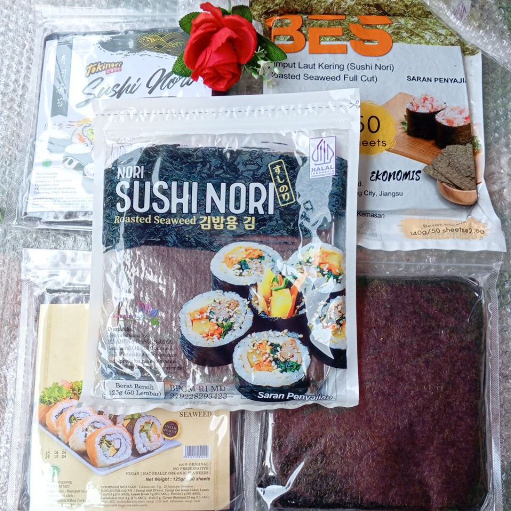 

Nori Sushi Halal Rumput Laut non msg isi 50 lembar nori java sakao manjun tokinori sakao nori dried seaweed kimbap sushi nori rumput laut kering bento halal promo termurah sale