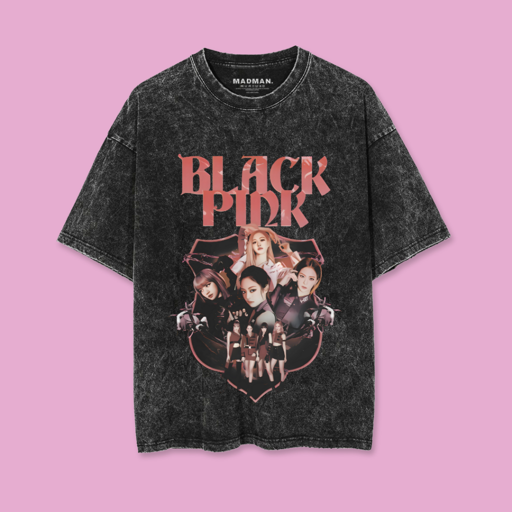 MADMAN Kaos Oversize Washed BLACKPINK “BLACKPINK” | Konser KPOP | T-shirt | Kaos | WO BP-33