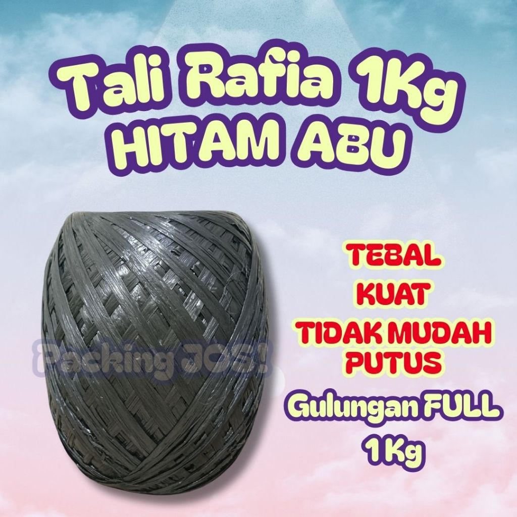 

Tali Rafia Hitam 1kg Gulungan Full