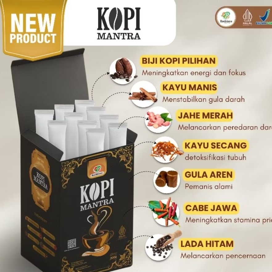 

Kopi Mantra – Kopi Herbal Rempah untuk Pria & Wanita | Aman untuk Lambung | 10 Sct | BPOM Halal
