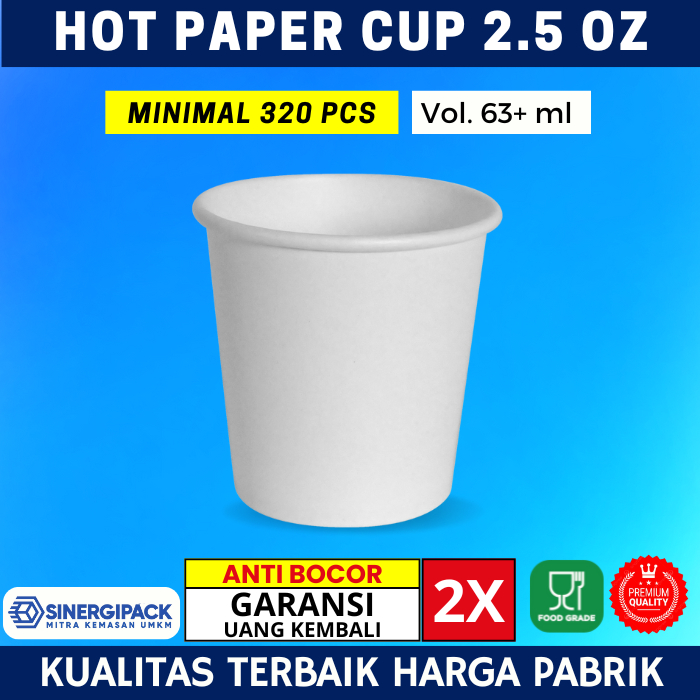 Paper cup 2.5 oz / 75ml - Gelas Kertas espresso, Cup Kopi Kertas kecil