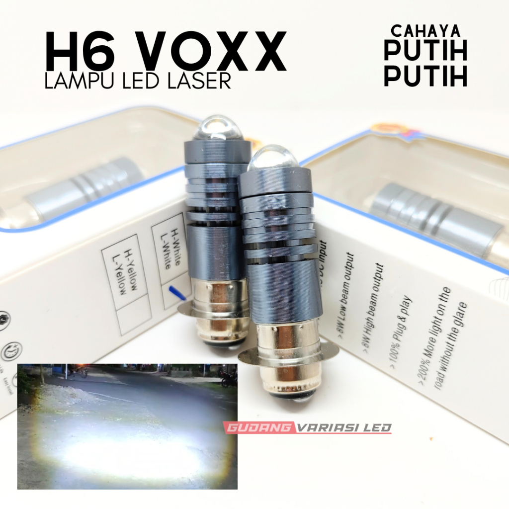 LED LASER H6 VOXX AC DC PNP  BEBEK MATIC PNP Khusus Warna Putih-putih