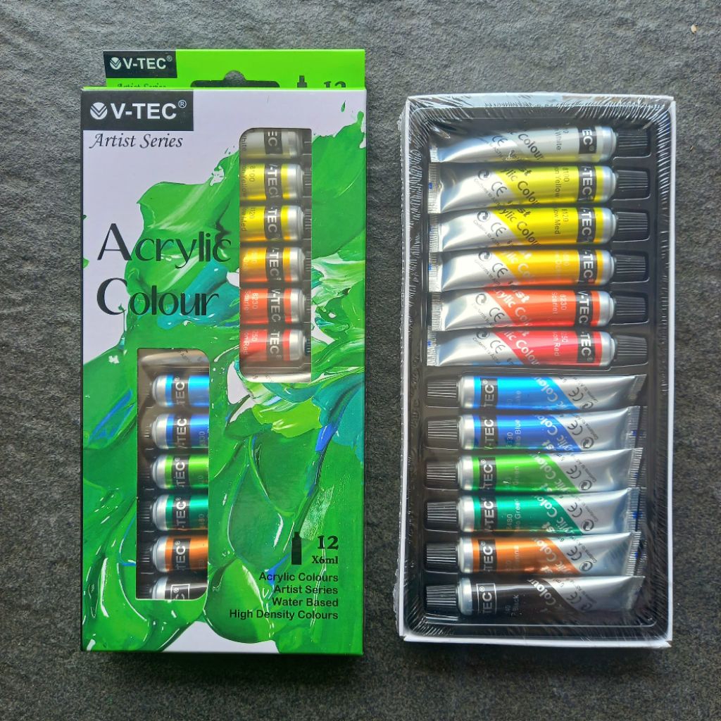 

Cat Acrylic V-TEC 6ml 12 Warna ( Set ) [ Original ]