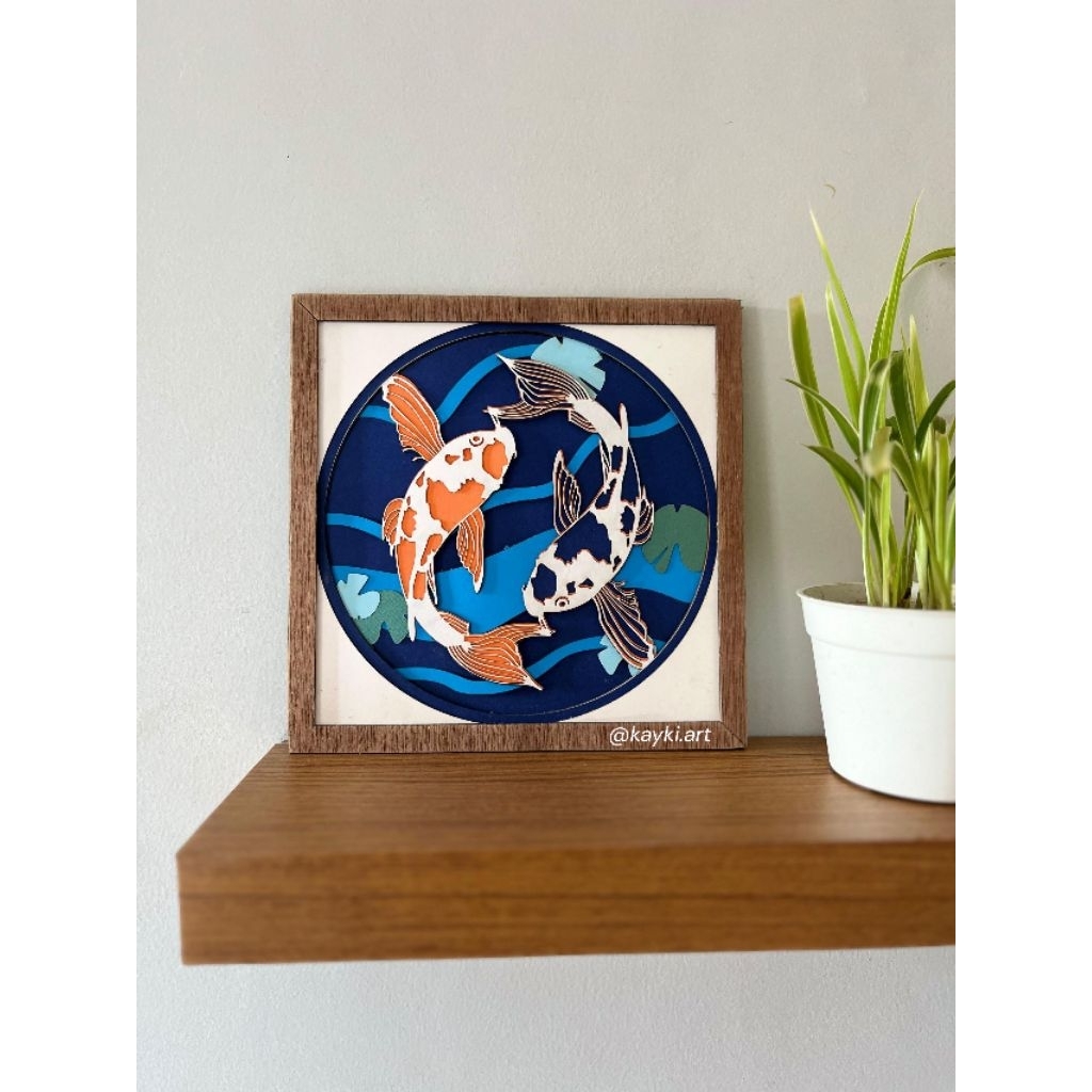 3d art | hiasan dinding kertas 3d | hiasan dinding ikan koi | kka24