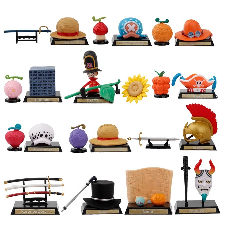 Action Figure ONE PIECE GASHAPON set 13 pcs - Miniatur Pajangan Topper Mainan Devil Fruit Poneglyph