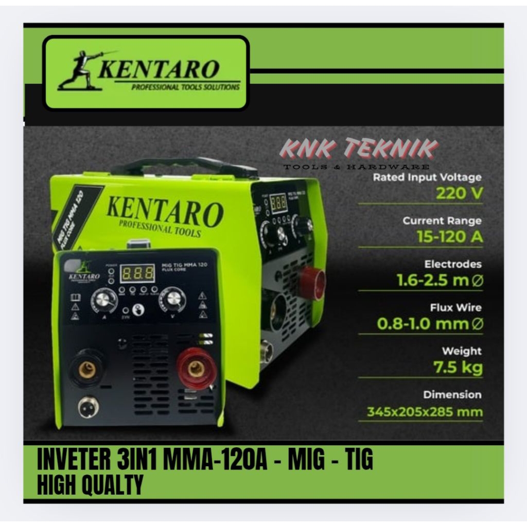 Travo Las Mesin Inveter Las Mma120A Mig Tig 3in1 Kentaro