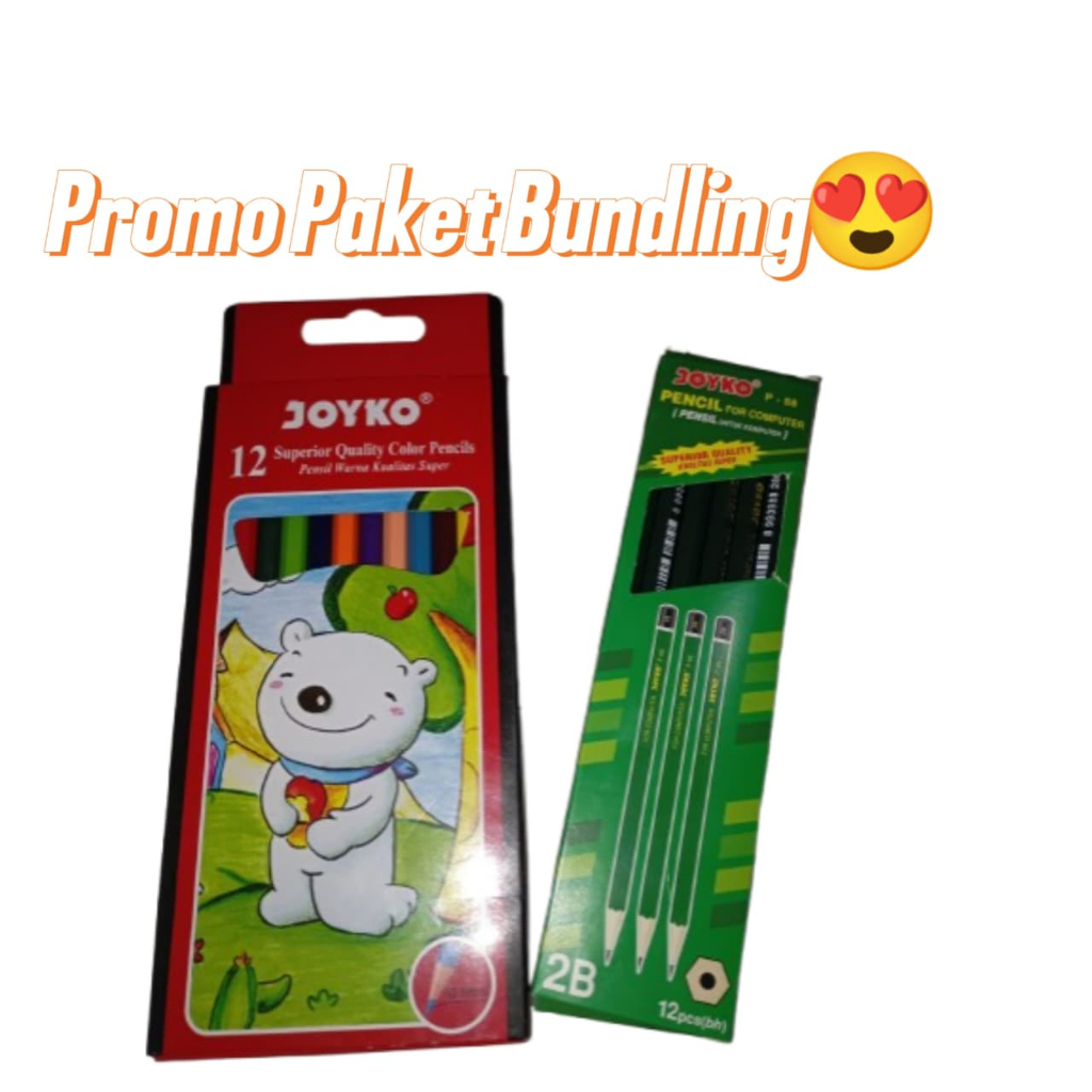 

Jual Harga bundling peralatan sekolah / alat tulis pensil 2B joyko dan pensil warna joyko cp-1