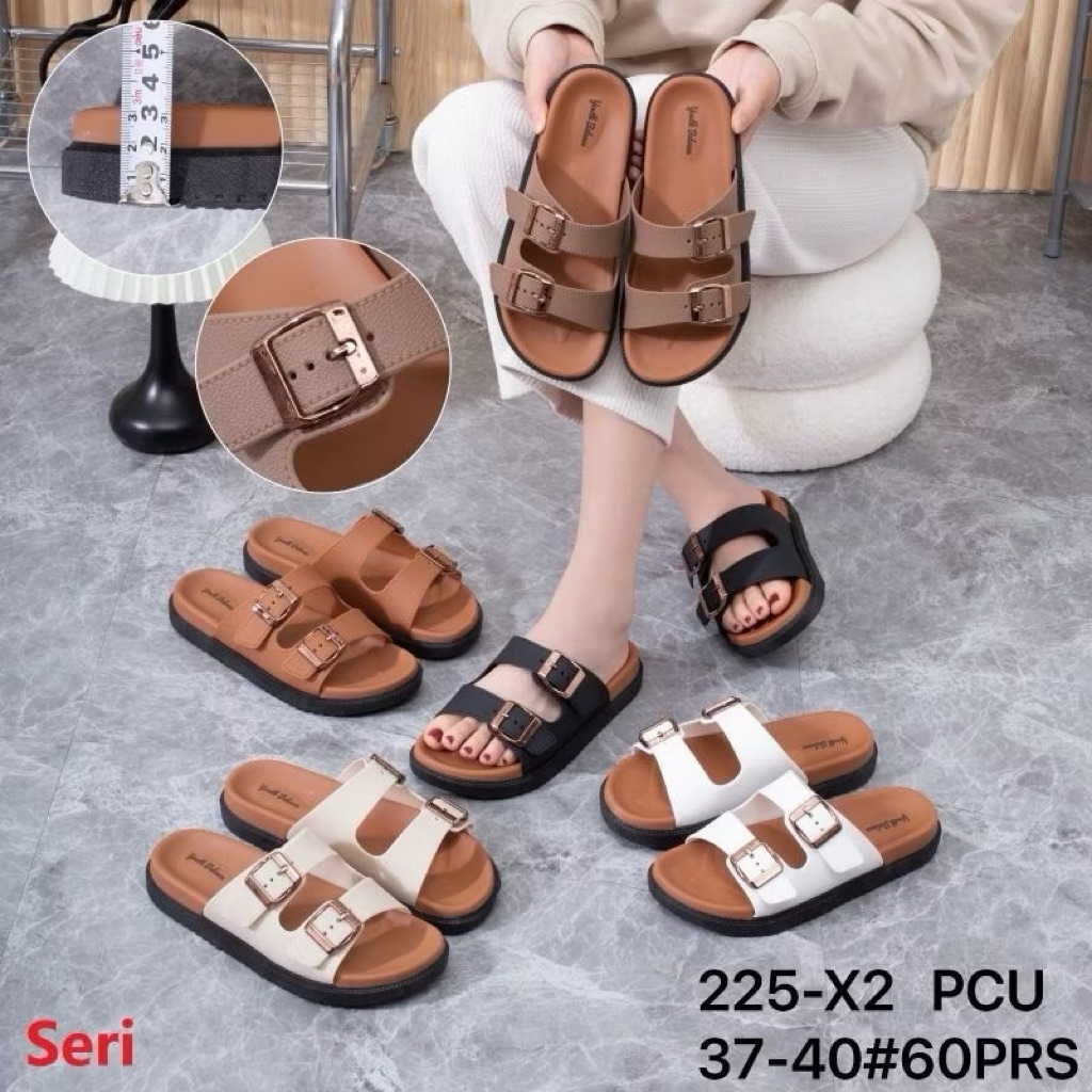 Sandal Selop Flat Sandal Jelly Teplek Wanita Tali Gesper Import PCU 225-C2