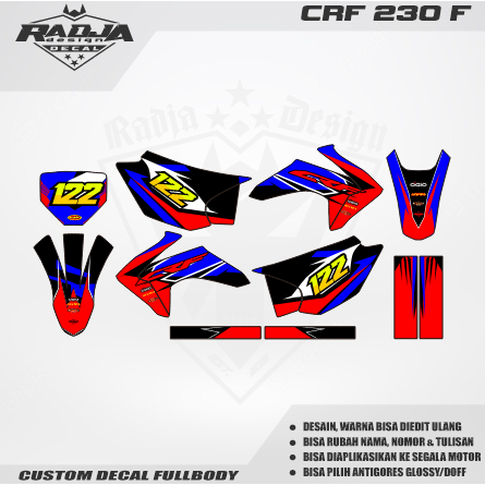 DECAL CRF 230 F FULLBODY (004) DEKAL STIKER 230F HITAM MERAH KUNING HIJAU BIRU GOLD PINK ORANGE ABU 