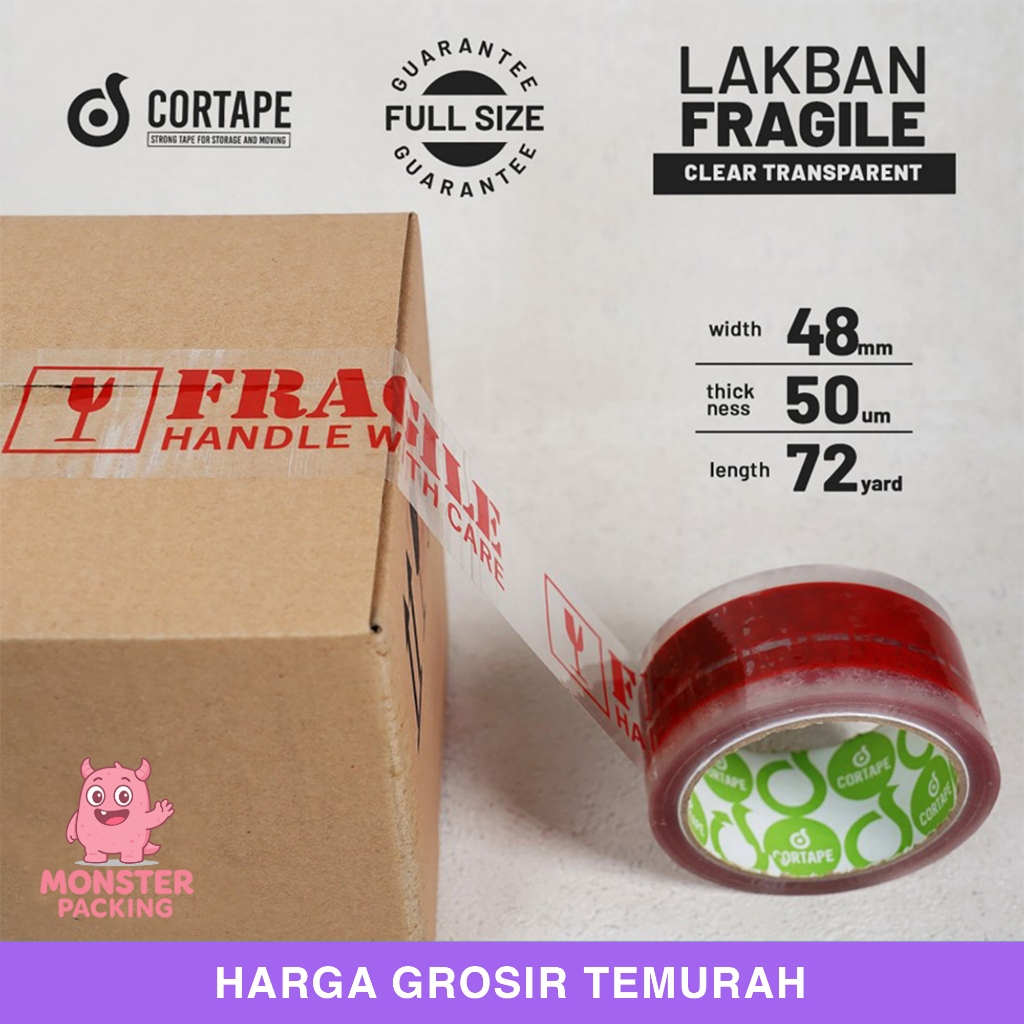 

Lakban Fragile Transparant 48mmx72yard Satuan Plakban Isolasi Solatip