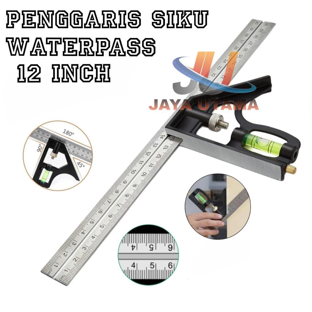 

Penggaris Siku Waterpass 30 CM Bangunan Stainless Steel Garisan Mistar Ukur Sudut Peralatan Pertukangan Penggaris 12 Inch