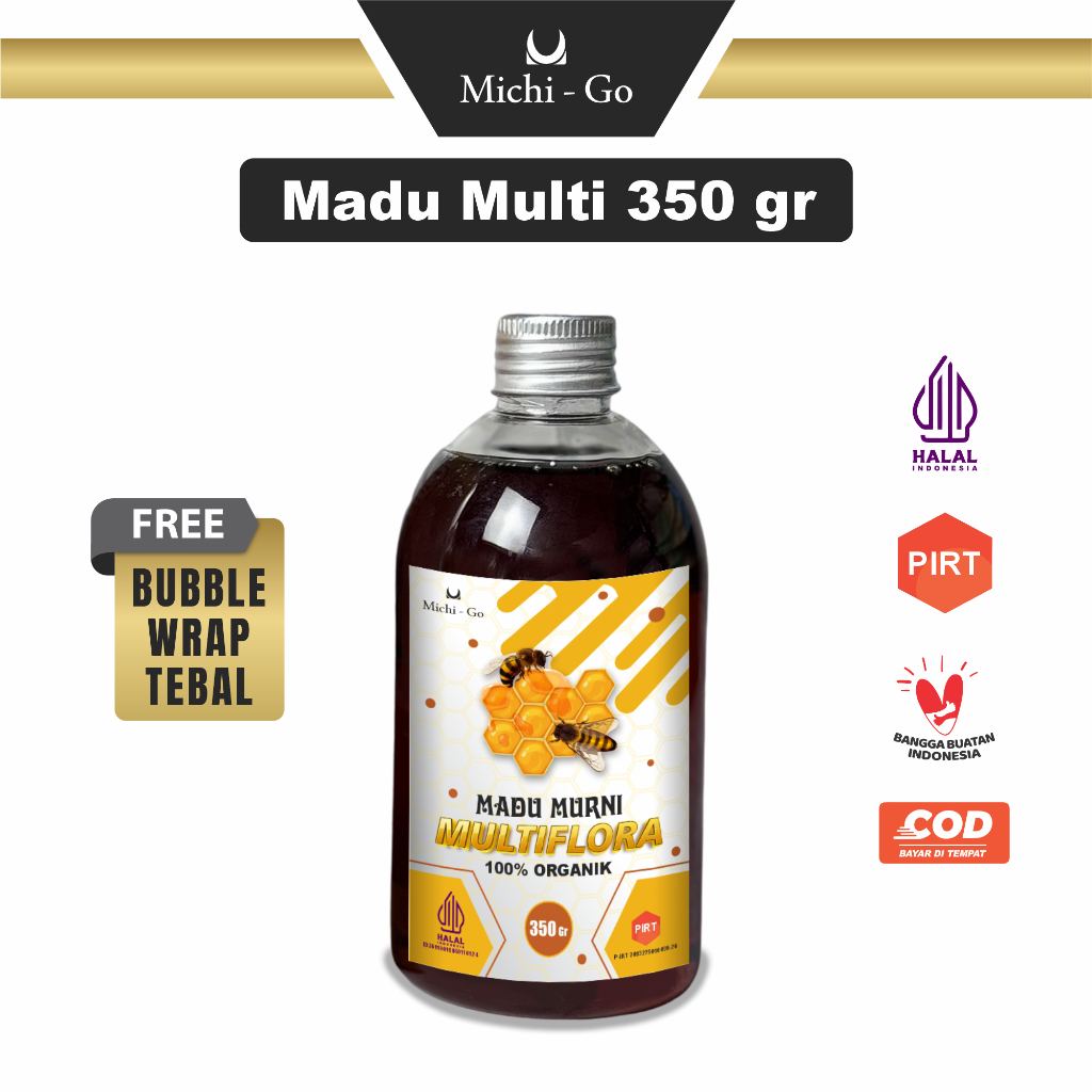 

MICHIGO - Madu Multiflora 350 gr - Natural Raw Honey - Nectar Multiflora Madu Asli Tanpa Campuran
