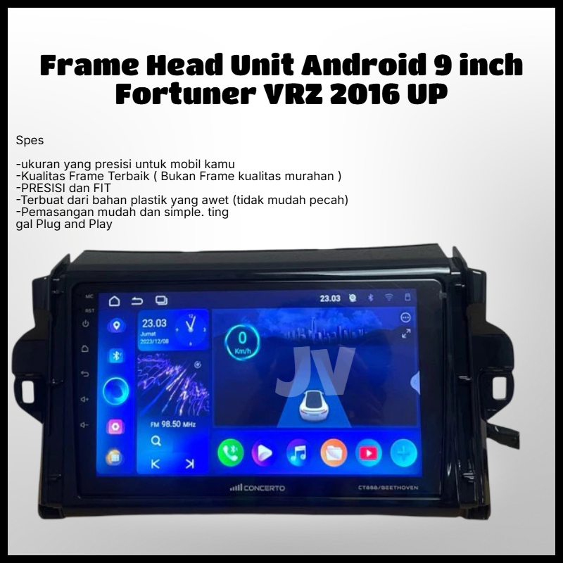 Frame Head Unit Android 9 inch Fortuner VRZ 2016 UP
