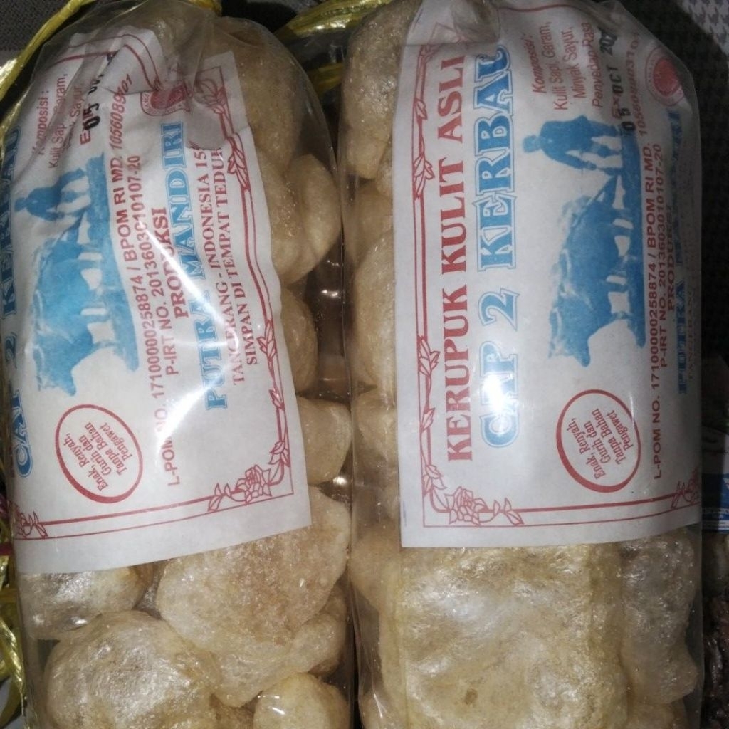 

2pc kerupuk kulit/rambak/2 kerbau lauk makan siram kuah